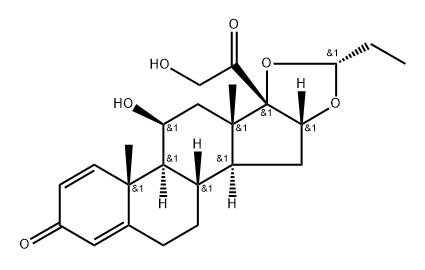 Pregna-1,4-diene-3,20-dione, 11,21-dihydroxy-16,17-[propylidenebis(oxy)]-, [11β,16α(R)]- (9CI) Structure