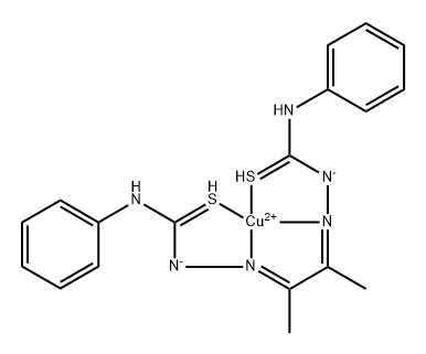 Copper, [[2,2'-(1,2-dimethyl-1,2-ethanediylidene)bis[N-phenylhydrazinecarbothioamidato-κN2,κS]](2-)]-, (SP-4-2)- Struktur