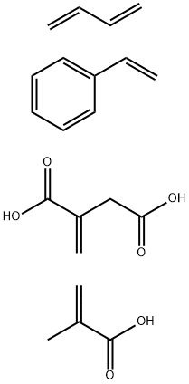 Butanedioic acid, methylene-, polymer with 1,3-butadiene, ethenylbenzene and 2-methyl-2-propenoic acid, ammonium salt Struktur