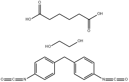 异氰酸酯封端的己二酸与1,2-乙二醇和1,1-亚甲基双(4-异氰酸根合苯)的聚合物 结构式
