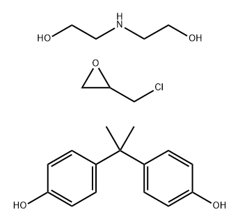 4,4-(1-甲基亚乙基)二苯酚与氯甲基环氧乙烷的聚合物与二乙醇胺的反应产物, 68511-34-2, 结构式