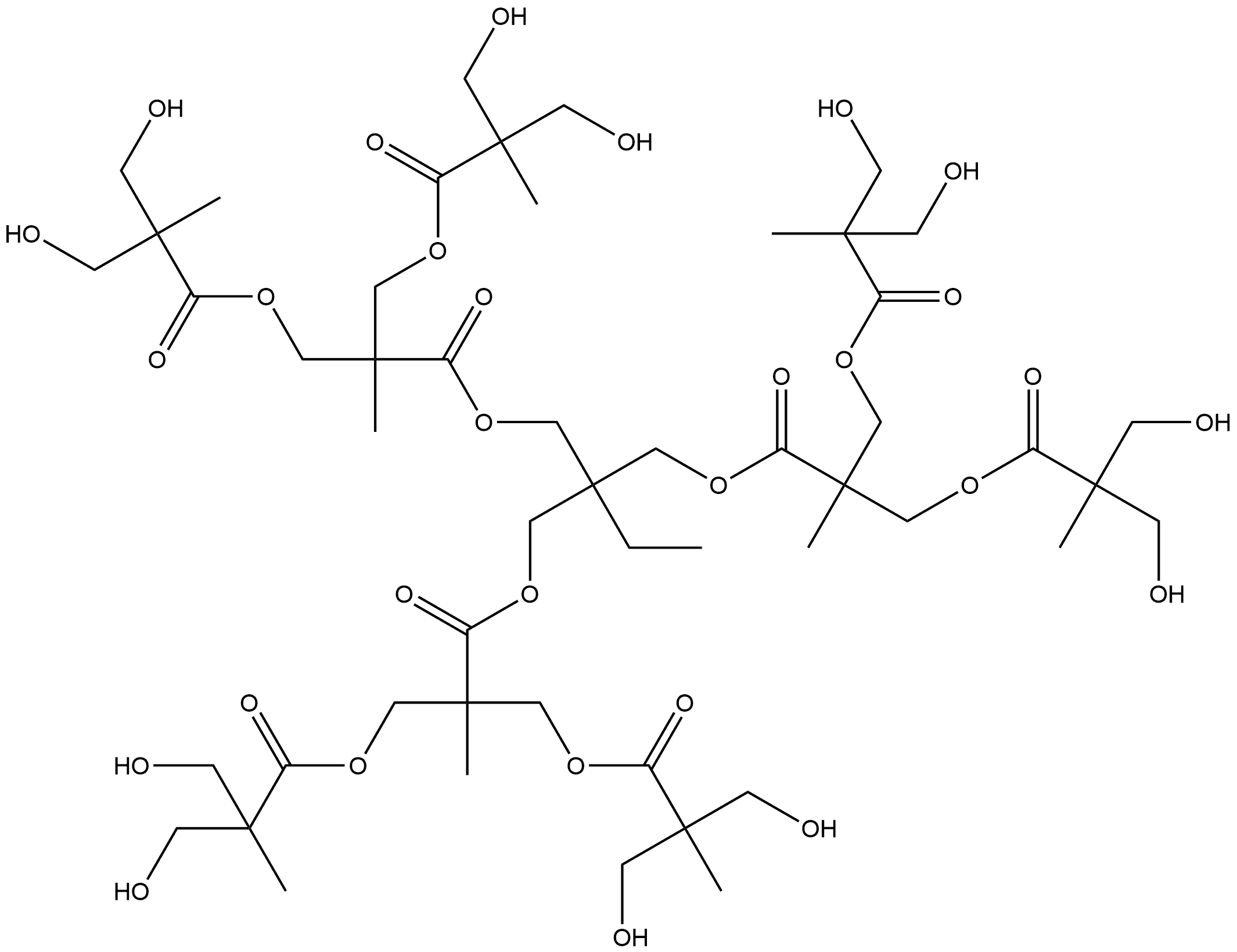 bis-MPA-OH dendrimer trimethylol propane core, generation 2 Structure