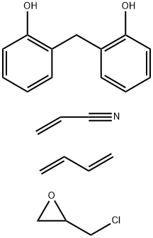 2-丙烯腈与1,3-丁二烯的羧基封端聚合物与表氯醇-2,2'-亚甲基双[苯酚]聚合物的反应产物,68610-73-1,结构式