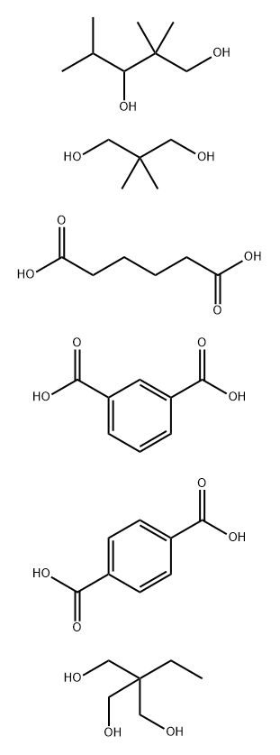 1,3-苯二甲酸与1,4-苯二甲酸、2,2-二甲基-1,3-丙二醇、2-乙基-2-羟甲基-1,3-丙二醇、己二酸和2,2,4-三甲基-1,3-丙二醇的聚合物, 68650-95-3, 结构式