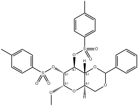 4,6-O-benzylidene-alpha-D-glucopyranoside methyl bis(4-methylbenzenesulphonate) Structure