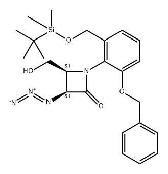 2-Azetidinone, 3-azido-1-2-(1,1-dimethylethyl)dimethylsilyloxymethyl-6-(phenylmethoxy)phenyl-4-(hydroxymethyl)-, cis- 化学構造式