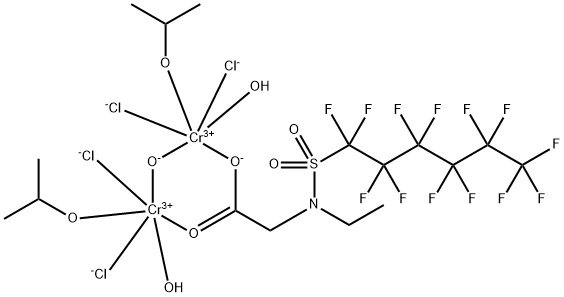 diaquatetrachloro[mu-[N-ethyl-N-[(tridecafluorohexyl)sulphonyl]glycinato-O1:O1']]-mu-hydroxybis(propan-2-ol)dichromium  Struktur