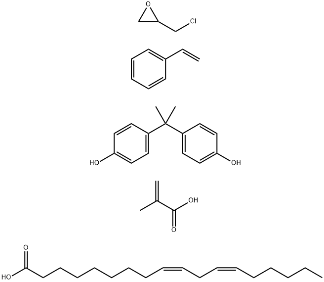 9,12-Octadecadienoic acid (Z,Z)-, polymer with (chloromethyl)oxirane, ethenylbenzene, 4,4'-(1-methylethylidene)bis[phenol] and 2-methyl-2-propenoic acid,68928-91-6,结构式