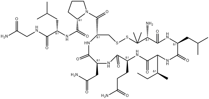 oxytocin, 1-penicillamyl-Leu(2)- Structure