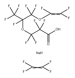 Propanoic acid,3-[1-[difluoro [(trifluoroethenyl)oxy]methyl]-1,2,2,2-tetrafluoroethoxy]-2,2,3,3-tetrafluoro-,sodium salt,polymer with tetrafluoroethene Structure