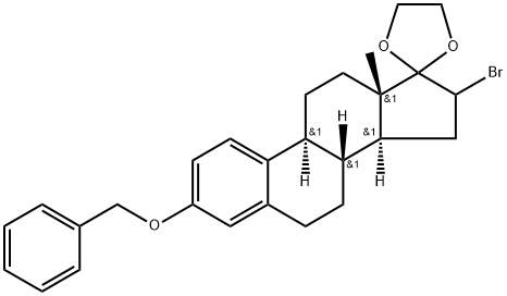 Estra-1,3,5(10)-trien-17-one, 16-bromo-3-(phenylmethoxy)-, cyclic 1,2-ethanediyl acetal (9CI) Structure