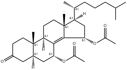 3-オキソ-5α-コレスタ-8(14)-エン-7α,15α-ジイル=ジアセタート 化学構造式
