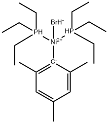 反式-双(三乙基膦)(2,4,6-三甲基苯基)镍(II)溴化物 结构式