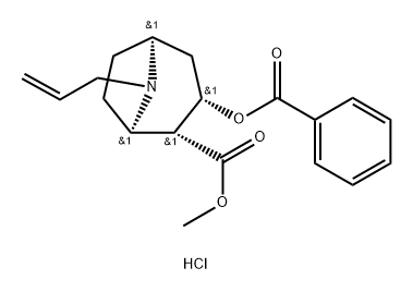 8-Azabicyclo(3.2.1)octane-2-carboxylic acid, 3-(benzoyloxy)-8-(2-prope nyl)-, methyl ester, hydrochloride, (1R-(exo,exo))- Struktur