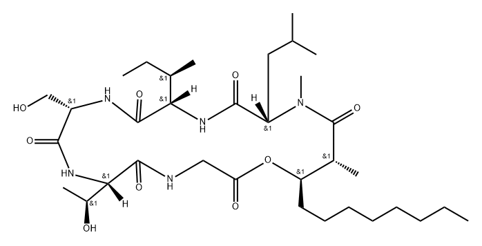 69639-47-0 Cyclo[Gly-3-hydroxy*-2-methyl-1-oxoundecyl-N-methyl-L-Leu-L-aIle-L-Ser-L-aThr-]