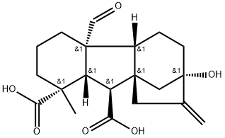 (4bβ)-4aα-ホルミル-7-ヒドロキシ-1-メチル-8-メチレンギバン-1α,10β-ジカルボン酸 化学構造式