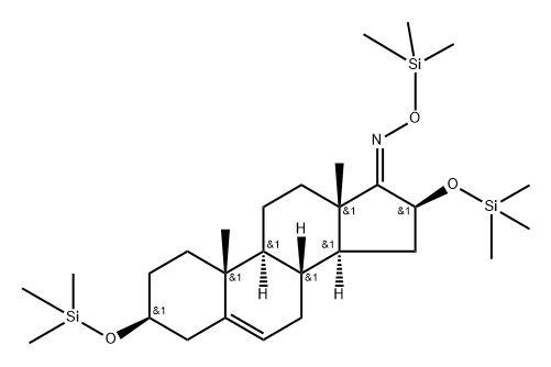 3β,16β-Bis(trimethylsiloxy)androst-5-en-17-one O-(trimethylsilyl)oxime Structure