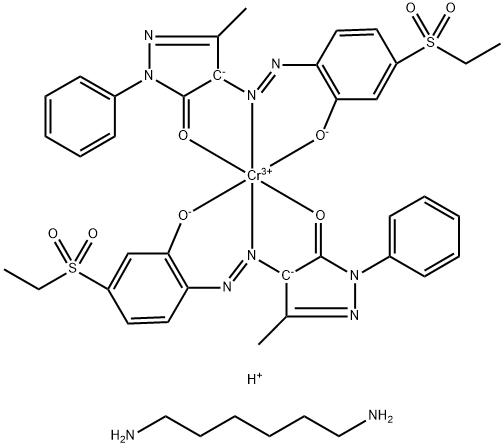 chromate(1-), bis[4-[[4-(ethylsulfonyl)-2-hydroxyphenyl]azo]-2,4-dihydro-5-methyl-2-phenyl-3H-pyrazol-3-onato(2-)]-, compd. with 1,6-hexanediamine (2:1)|二[4-[[4-(乙磺酰基)-2-羟苯基]偶氮]-2,4-二氢-5-甲基-2-苯基-3H-吡唑-3-羧酸根]合铬酸与1,6-己二胺的化合物