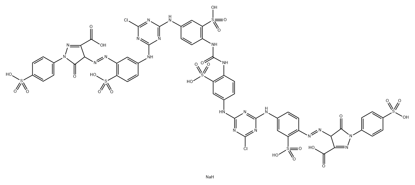 1H-Pyrazole-3-carboxylic acid, 4,4'-[carbonylbis[imino(3-sulfo-4,1-phenylene)imino(6-chloro-1,3,5-triazine-4,2-diyl)imino(6-sulfo-3,1-phenylene)azo]]bis[4,5-dihydro-5-oxo-1-(4-sulfophenyl)-, octasodium salt Structure