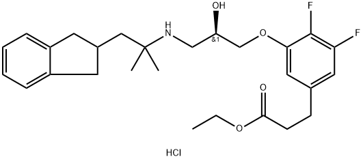 Benzenepropanoic acid, 3-[(2R)-3-[[2-(2,3-dihydro-1H-inden-2-yl)-1,1-diMethylethyl]aMino]-2-hydroxypropoxy]-4,5-difluoro-, ethyl ester, hydrochloride (1:1) Structure