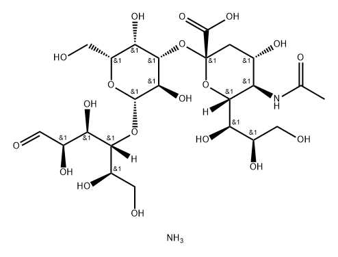 D-Glucose, O-(N-acetyl-.alpha.-neuraminosyl)-(23)-O-.beta.-D-galactopyranosyl-(14)-, monoammonium salt Struktur