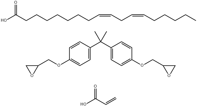 9,12-Octadecadienoic acid (9Z,12Z)-, dimer, polymer with 2,2-(1-methylethylidene)bis(4,1-phenyleneoxymethylene)bisoxirane and 2-propenoic acid Structure
