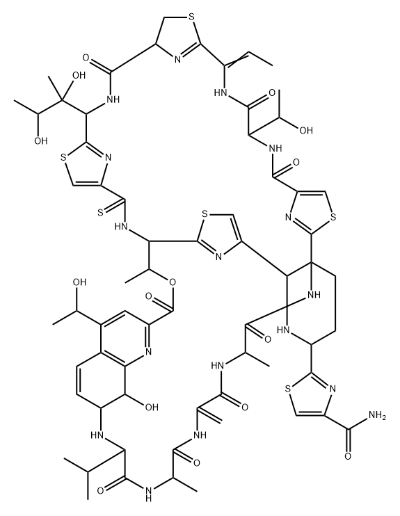 (5S)-26'-Deoxo-1',2',5,28-tetrahydro-26'-thioxo-18-de[2-[(1-carbamoylethenyl)amino]-1-methylene-2-oxoethyl]siomycin A Struktur