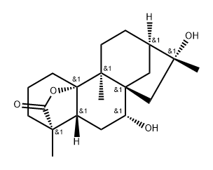 (4R,9α)-7α,10,16-Trihydroxy-9-methyl-20-norkauran-18-oic acid γ-lactone Struktur