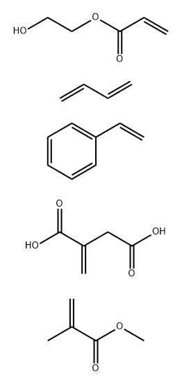 Butanedioic acid, methylene-, polymer with 1,3-butadiene, ethenylbenzene, 2-hydroxyethyl 2-propenoate and methyl 2-methyl-2-propenoate Struktur