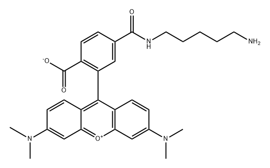 Pentylamine-6-carboxyltetramethylrhodamine TFA salt Structure