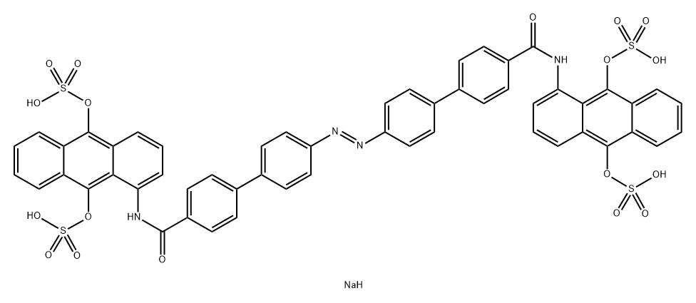 tetrasodium 1,1'-[[[4',4'''-azobis[1,1'-biphenyl]-4,4''-diyl]dicarbonyl]diamino]bis(anthracene-9,10-diyl) tetrasulphate Struktur