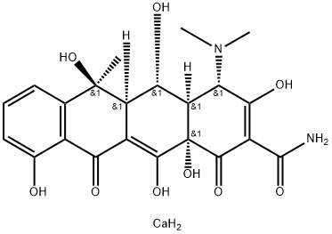 (4S)-4β-ジメチルアミノ-1,4,4aβ,5,5aβ,6,11,12a-オクタヒドロ-3,5β,6α,10,12,12aβ-ヘキサヒドロキシ-6-メチル-1,11-ジオキソ-2-ナフタセンカルボアミド/カルシウム,(1:1) 化学構造式