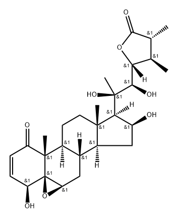(22R,23R,25R)-5β,6β-Epoxy-4β,16β,20,22,23-pentahydroxy-1-oxoergost-2-en-26-oic acid γ-lactone 结构式