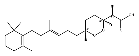 α,6-Dimethyl-6-[4-methyl-6-(2,6,6-trimethyl-1-cyclohexen-1-yl)-3-hexenyl]-1,2-dioxane-3-acetic acid 结构式