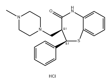 rac-2,3-Dihydro-3α*-[(4-methylpiperazino)methyl]-2α*-phenyl-1,5-benzothiazepine-4(5H)-one·2hydrochloride Struktur