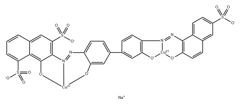 Cuprate(3-),[μ-[7-[[3,3'-dihydroxy-4'-[(2-hydroxy-6-sulfo-1-naphthalenyl)azo][1,1'-biphenyl]-4-yl]azo]-8-hydroxy-1,6-naphthalenedisulfonato(7-)]]-,trisodium Struktur