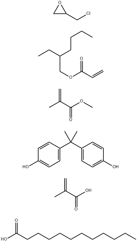 2-Propenoic acid, 2-methyl-, polymer with (chloromethyl)oxirane, 2-ethylhexyl 2-propenoate, 4,4'-(1-methylethylidene)bis[phenol] and methyl 2-methyl-2-propenoate, dodecanoate Structure