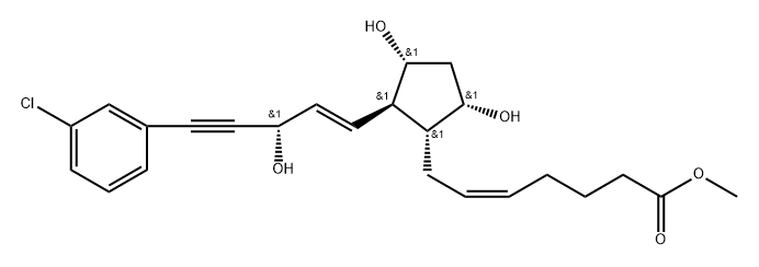(Z)-7-[(1R)-2β-[(E,S)-5-(3-クロロフェニル)-3-ヒドロキシ-1-ペンテン-4-イニル]-3α,5α-ジヒドロキシシクロペンタン-1α-イル]-5-ヘプテン酸メチル 化学構造式