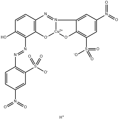 Cuprate(2-), [3-[[2,4-dihydroxy-3-[(4-nitro-2-sulfophenyl) azo] phenyl] azo]-2-hydroxy-5-nitrobenzenesulfonato(4-)]-, dihydrogen Structure