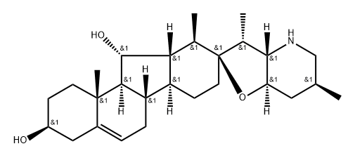 (13R)-17,23β-Epoxy-12β,13α-dihydroveratraman-3β,11α-diol Struktur