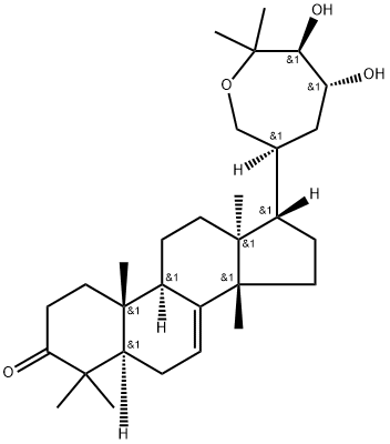 (13α,14β,17α,20S,23R,24S)-21,25-エポキシ-23,24-ジヒドロキシラノスタ-7-エン-3-オン 化学構造式