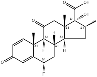 Androsta-1,4-diene-17-carboxylic acid, 6,9-difluoro-17-hydroxy-16-methyl-3,11-dioxo-, (6α,16α,17α)- (9CI) Struktur
