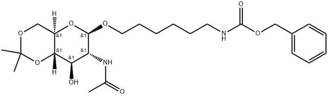 Carbamic acid, 6-2-(acetylamino)-2-deoxy-4,6-O-(1-methylethylidene)-.beta.-D-glucopyranosyloxyhexyl-, phenylmethyl ester Struktur