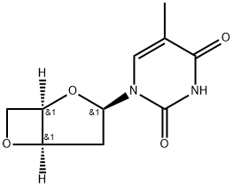 1-(3,5-ANHYDRO-2-DEOXY-BETA-D-THREO-PENTOFURANOSYL)-5-METHYLPYRIMIDINE-2,4(1H,3H)-DIONE Structure