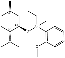 rel-Ethyl(2-methoxyphenyl)methyl[[(1S*)-5α*-methyl-2β*-(1-methylethyl)cyclohexane-1α*-yl]oxy]silane Struktur