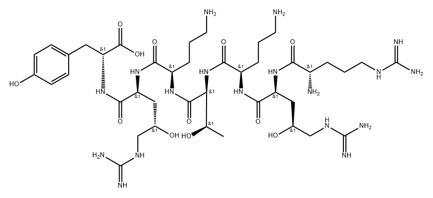 (+)-L-Arg-[(4S)-4-Hydroxy-L-Arg-]-D-Orn-L-Thr-D-Orn-[(4S)-4-hydroxy-L-Arg-]-D-Tyr-OH Struktur