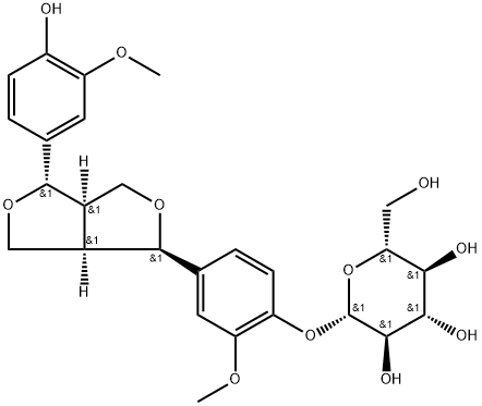 (+)-表松脂素-4-O-Β-D-葡萄糖苷, 74983-66-7, 结构式