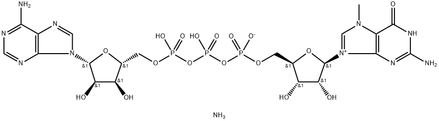 Guanosine 5'-(tetrahydrogen triphosphate), 7-methyl-, inner salt, P''→5'-ester with adenosine, diammonium salt (9CI),75252-10-7,结构式