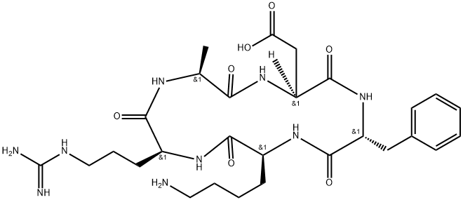 整合素配体多肽Cyclo(Arg-Ala-Asp-d-Phe-Lys）, 756500-23-9, 结构式