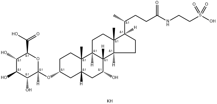 β-D-Glucopyranosiduronic acid, (3α,5β,7α)-7-hydroxy-24-oxo-24-[(2-sulfoethyl)amino]cholan-3-yl, dipotassium salt (9CI) Structure